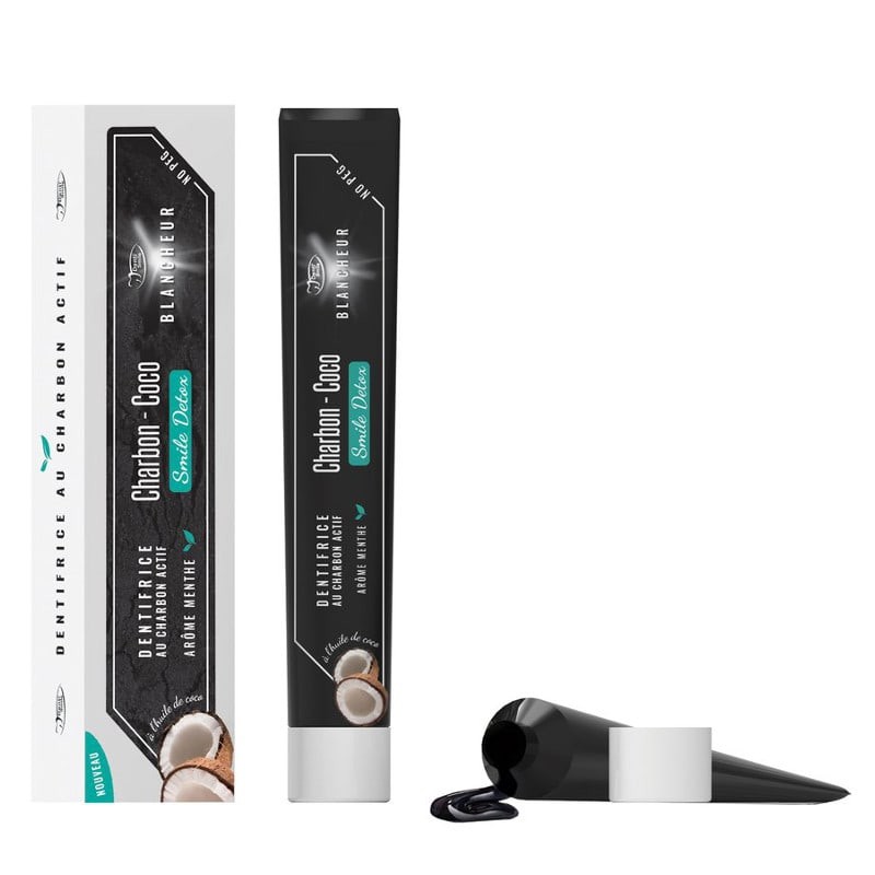 Toothpaste with activated charcoal and coco - smile detox - DENTI SMILE - Capacity : 100 g