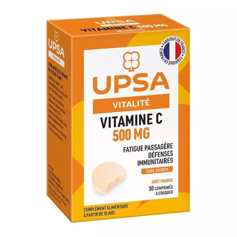 Vitamin C 500mg - 30 chewable tablets - UPSA (Capacity: 30 tablets)