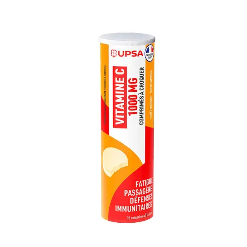 Vitamin C 1000mg - 15 chewable tablets - UPSA (Capacity : 15 tablets)