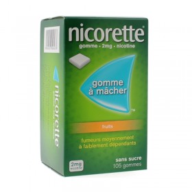 Nicorette 2mg sugar free fruit flavor - 105 chewing gums - JOHNSON & JOHNSON