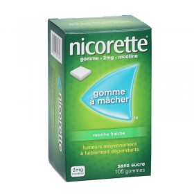 Nicorette 2mg sugar free fresh mint flavor - 105 chewing gums - JOHNSON & JOHNSON