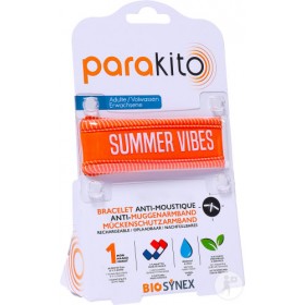 Parakito bracelet orange "Summer vibes" anti-moustiques rechargeable