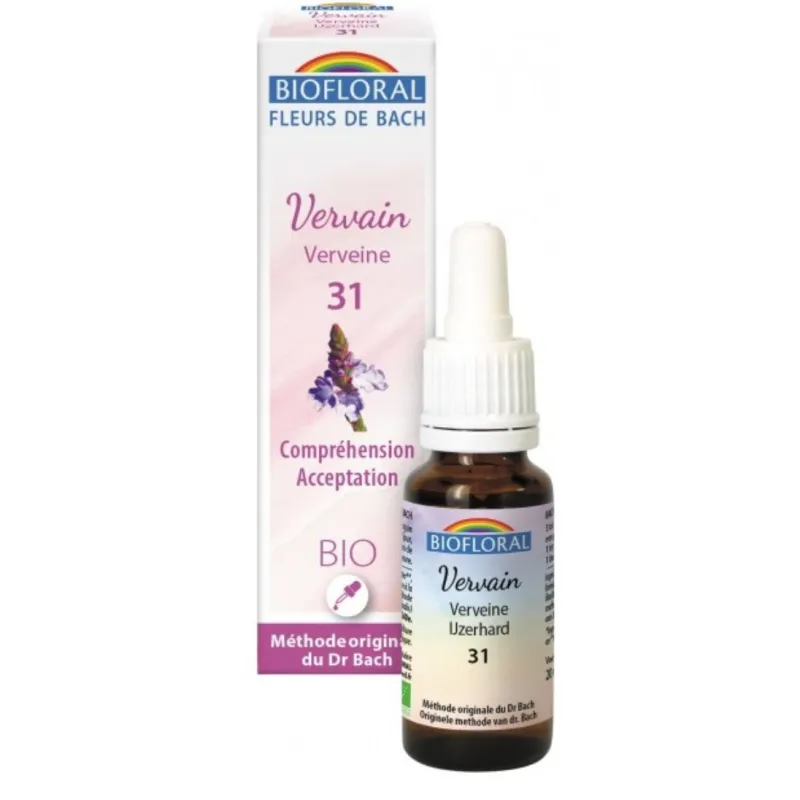 Fleur de Bach BIO Vervain (Verveine) Flacon 20 ml BIOFLORAL Fleur de Bach BIO Vervain (Verveine) Flacon 20 ml BIOFLORAL