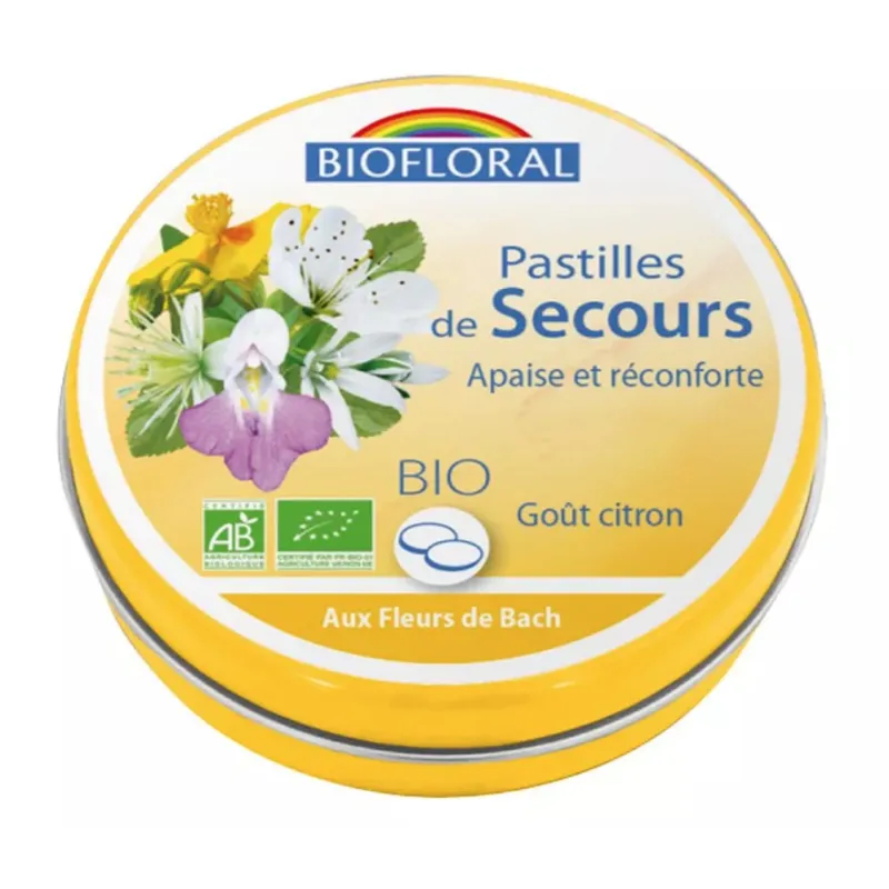Fleur de Bach SANS ALCOOL Pastilles de secours BIO Boite 50 g BIOFLORAL Fleur de Bach SANS ALCOOL Pastilles de secours BIO Boite 50 g BIOFLORAL