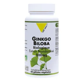 Ginkgo Biloba BIO 500mg Extrait standardisé 60 gélules VIT'ALL+
