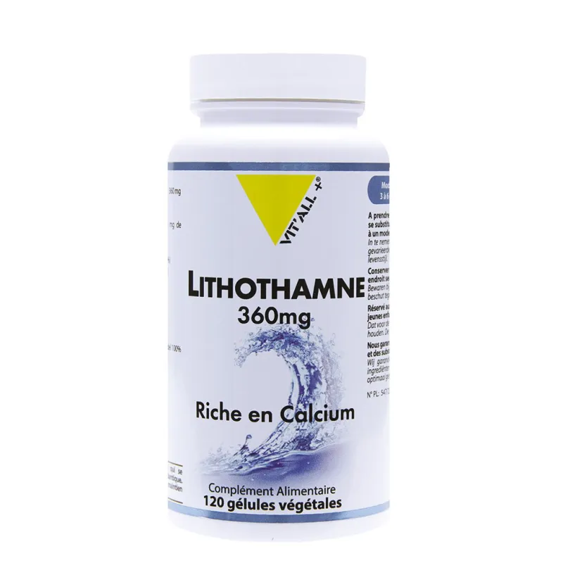Lithothamne 360 mg riche en Calcium 120 gélules VIT'ALL+ Lithothamne 360 mg riche en Calcium 120 gélules VIT'ALL+