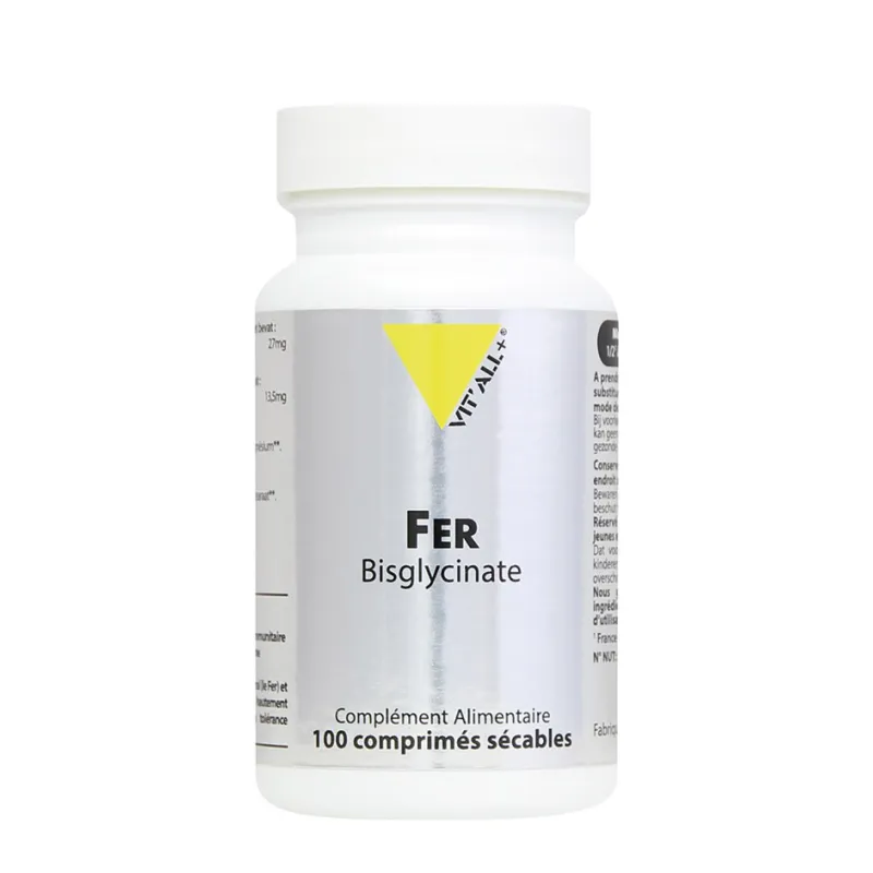 Fer Bisglycinate 27 mg 100 comprimés VIT'ALL+ Fer Bisglycinate 27 mg 100 comprimés VIT'ALL+