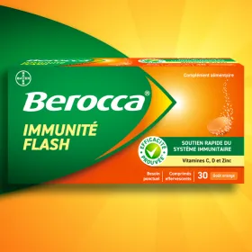 Berocca Immunité Flash : Vitamines C, D & minéraux - 30 comprimés effervescents