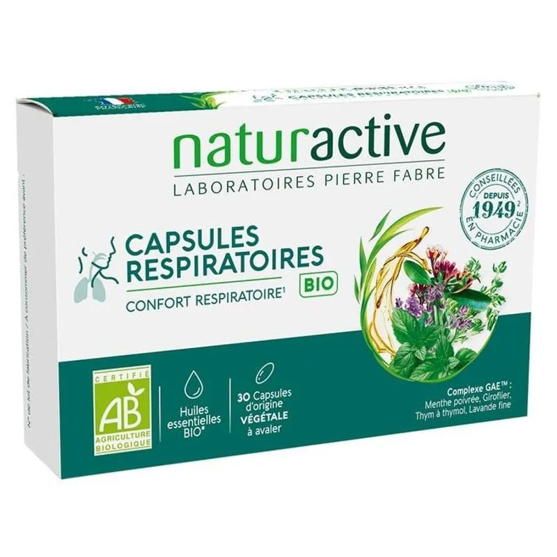 NATURACTIVE - Capsules Respiratoires GAE Bio : Confort Respiratoire - 30 Capsules