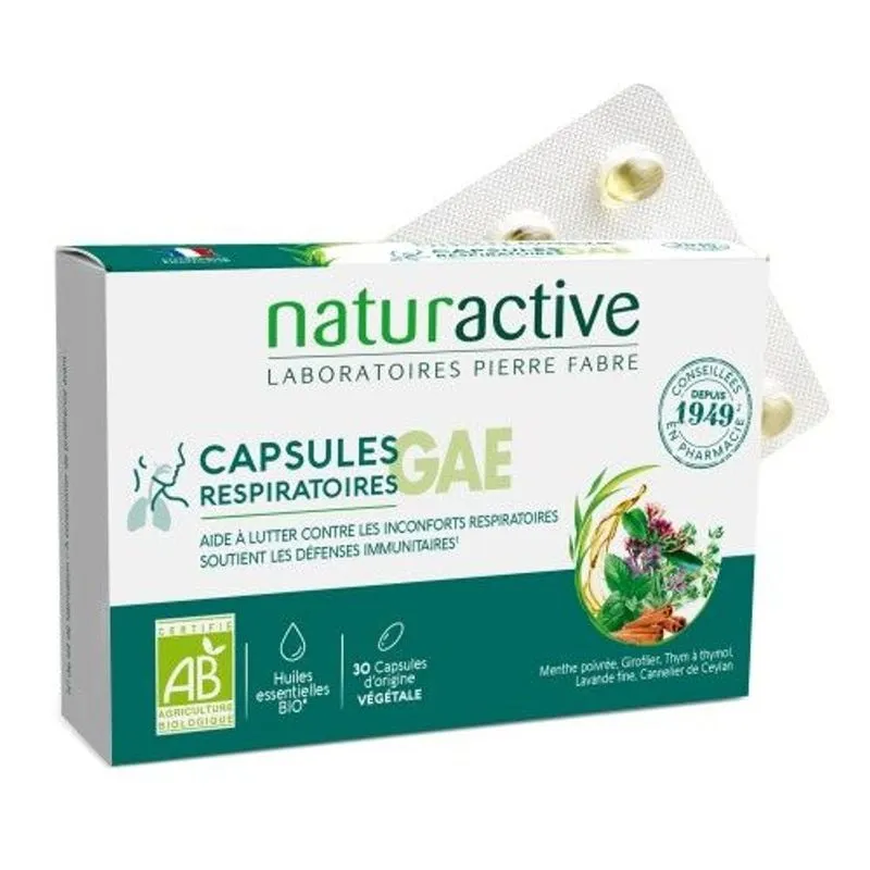 NATURACTIVE - Capsules Respiratoires GAE Bio : Confort Respiratoire - 30 Capsules